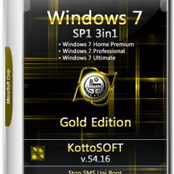 Windows 7 SP1 x64 3in1 KottoSOFT v.54.16 (RUS/2016)