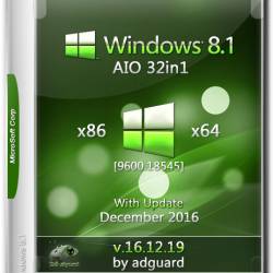 Windows 8.1 x86/x64 With Update AIO 32in1 Adguard v.16.12.19 (RUS/ENG/2016)