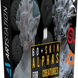 60 Skin Alphas For Creatures / Zbrush / Substance Painter / Blender