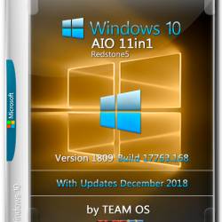 Windows 10 x64 AIO 11in1 v.1809.17763.168 Dec 2018 by TEAM OS (Multi13/ENG/RUS)