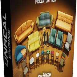 Unreal Engine - Retro Mid Century Mod Props VOL.2 - Chairs