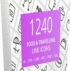 Creative Market - 1240 Food / Travelling Line Icons