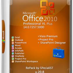 Microsoft Office 2010 Pro Plus VL + Visio + Project + SharePoint 14.0.7257.5000 x86 RePack by SPecialiST v.20.8 (RUS/ENG)