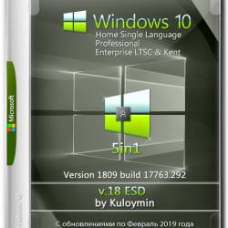 Windows 10 x64 1809.17763.292 5in1 v.18 ESD by Kuloymin (RUS/2019)