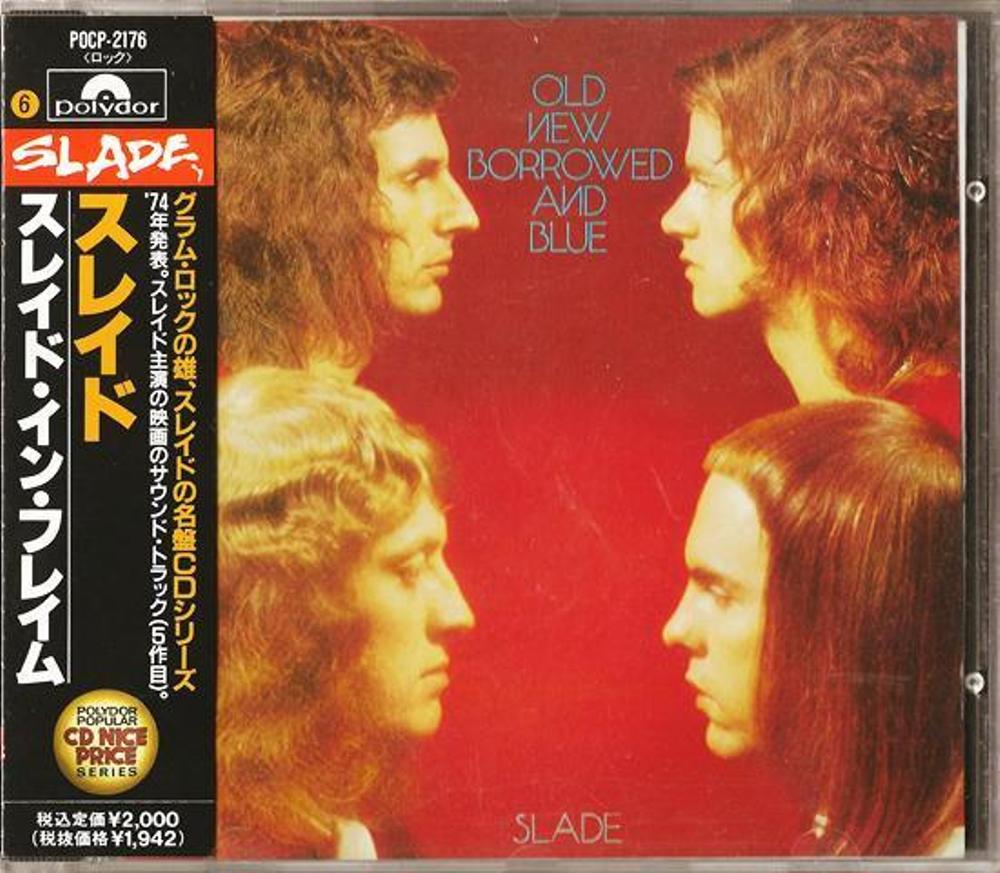 Слейд слушать лучшие хиты. Slade 1974. Slade old New Borrowed and Blue 1974 LP. Slade old New Borrowed and Blue. Slade old New Borrowed and Blue 1974 обложка.