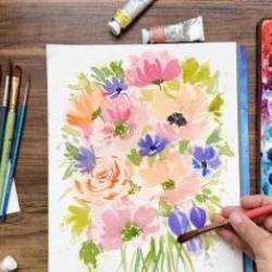 Letting Go of Your Stress Wet On Wet Watercolor Floral Bouquet