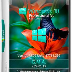 Windows 10 Pro VL RS5 1809.17763.292 x64 G.M.A. v.24.01.19 (RUS/2019)