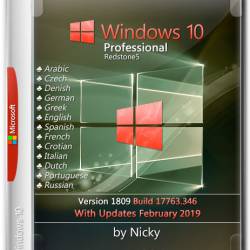 Windows 10 Pro x64 1809.17763.346 by Nicky (MULTi13/ENG/RUS/2019)