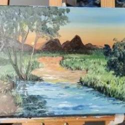 Serenity At Sunset: The Calm River In Oil Painting