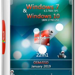Windows 7 & 10 v.1809 x64 22in1 OEM ESD Jan 2019 by Generation2 (ENG+RUS+GER)