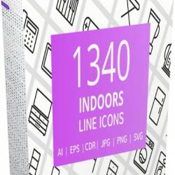 Creative Market - 1340 Indoors Line Icons