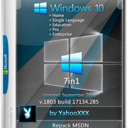 Windows 10 1803.17134.285 x64 7in1 Repack MSDN by YahooXXX (RUS/2018)