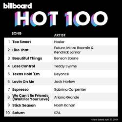 Billboard Hot 100 Singles Chart 27-April-2024 (2024) - Pop, Rock, RnB, Dance, Hip Hop, Country