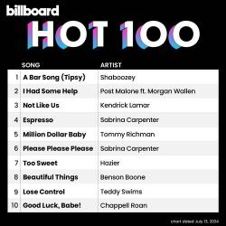 Billboard Hot 100 Singles Chart (13-July-2024) (2024) - Pop, Dance, Rock, Hip Hop, RnB, Country