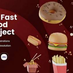3D Icon Fast Food Collections (PNG, OBJ)