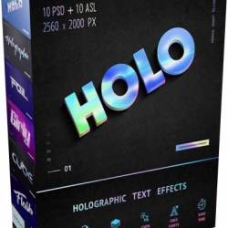 GraphicRiver - Holographic Text - 10 PSD